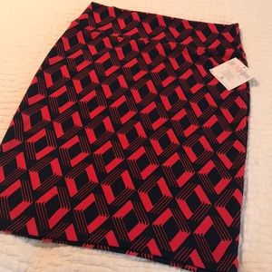 LuLaRoe Cassie Lg Navy and Red